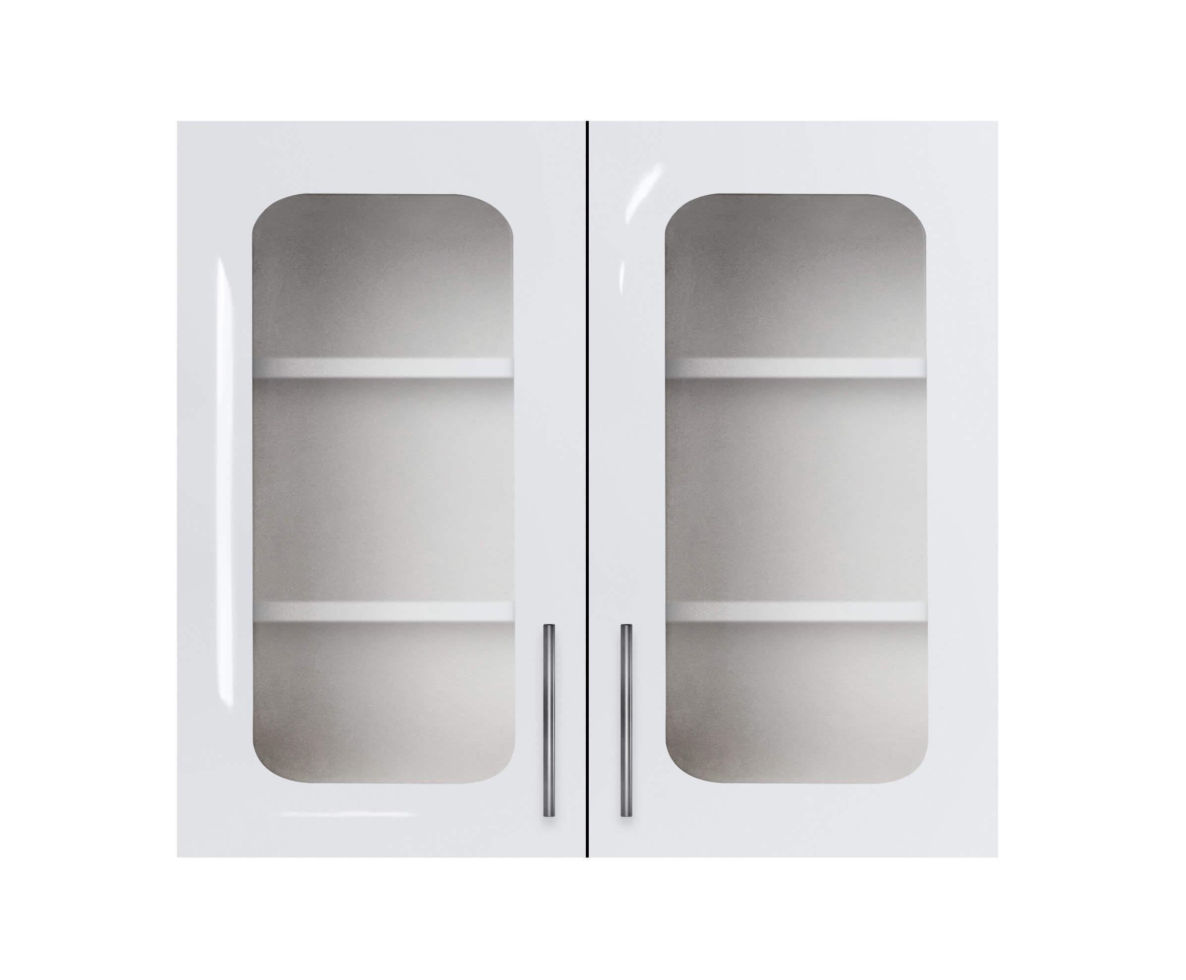 Шафа-вітрина навісна дводверна МАКСІ-МЕблі скло 4 мм з фарбованими МДФ фасадами 900 Дуб сонома/Білий (5102469)