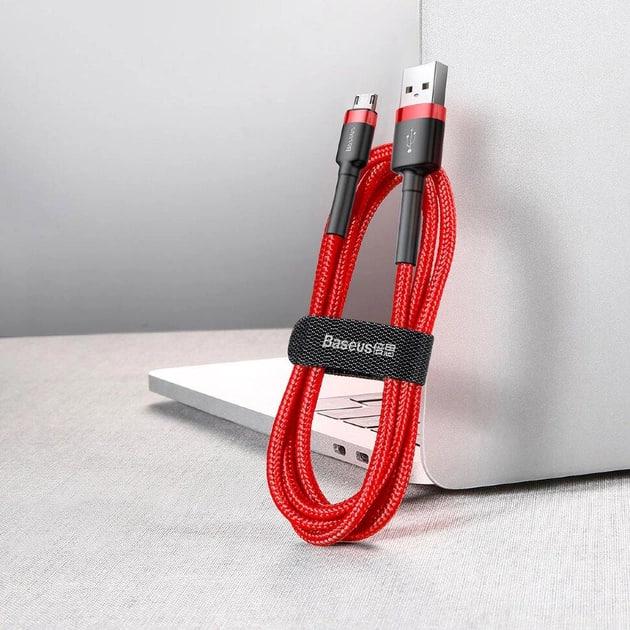 Кабель для швидкої зарядки BASEUS Cafule Cable USB 2,4 A 0,5 м Red (CAMKLF-A09) - фото 3