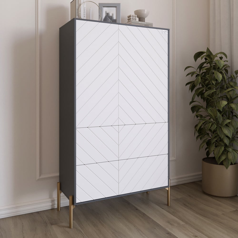 Комод-пенал Lion Амарант 84x40x150 см Антрацит/Белый (LION-042184)