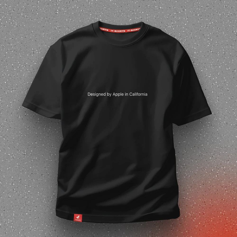 Футболка програміста Designed by Apple in California для яблофілів XXL Чорний (IT-208T-B-XXL)