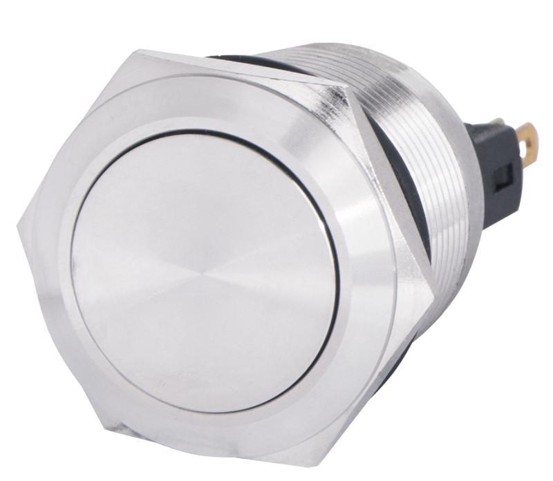 Кнопка TYJ 22-311 металлическая плоская с фиксацией 1NO+1NC (A0140010125)