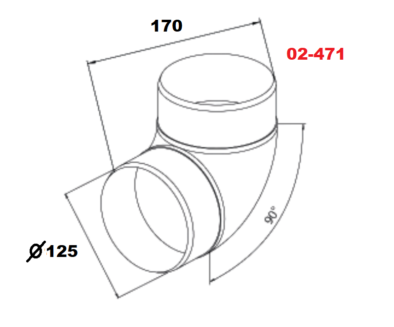 Коліно з'єднувальне AirRoxy кругле d 125 мм 90° (02-471) - фото 2
