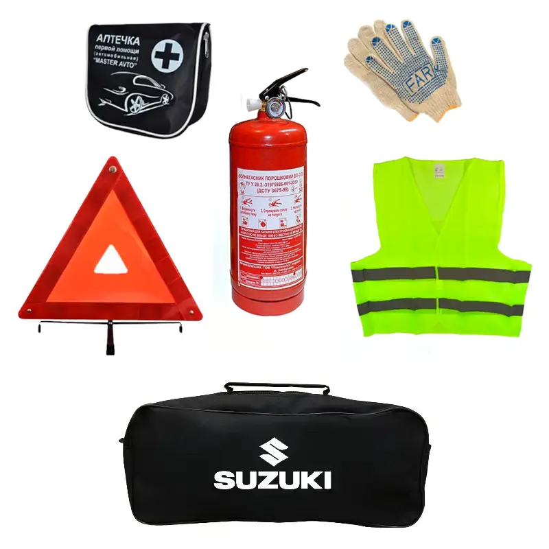 Набор автомобилиста AUTOMIX Р25 Suzuki огнетушитель 2 кг/знак аварийной остановки/аптечка/жилет