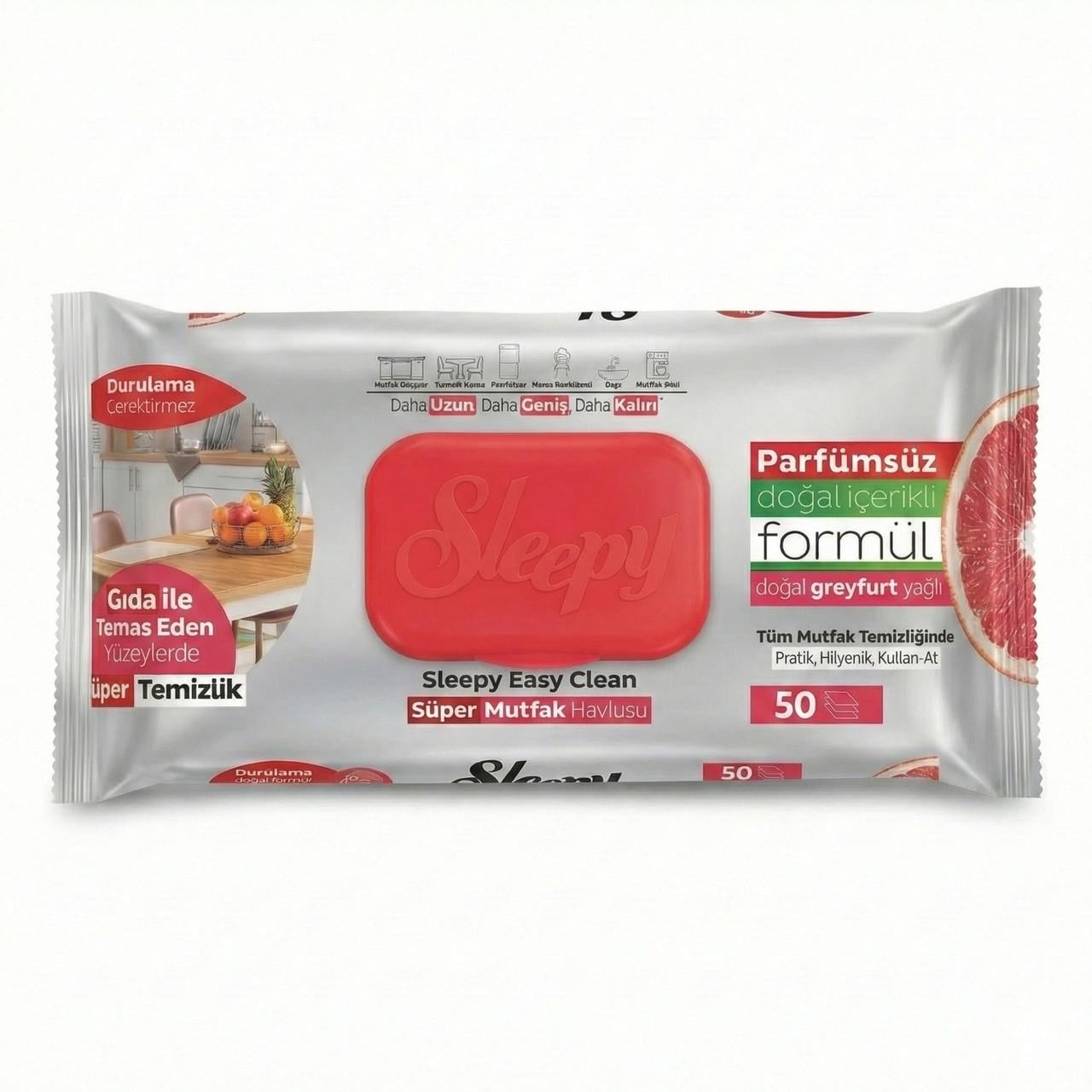 Влажные салфетки для уборки кухни Sleepy Easy Clean Grapefruit 50 шт. (000006508)