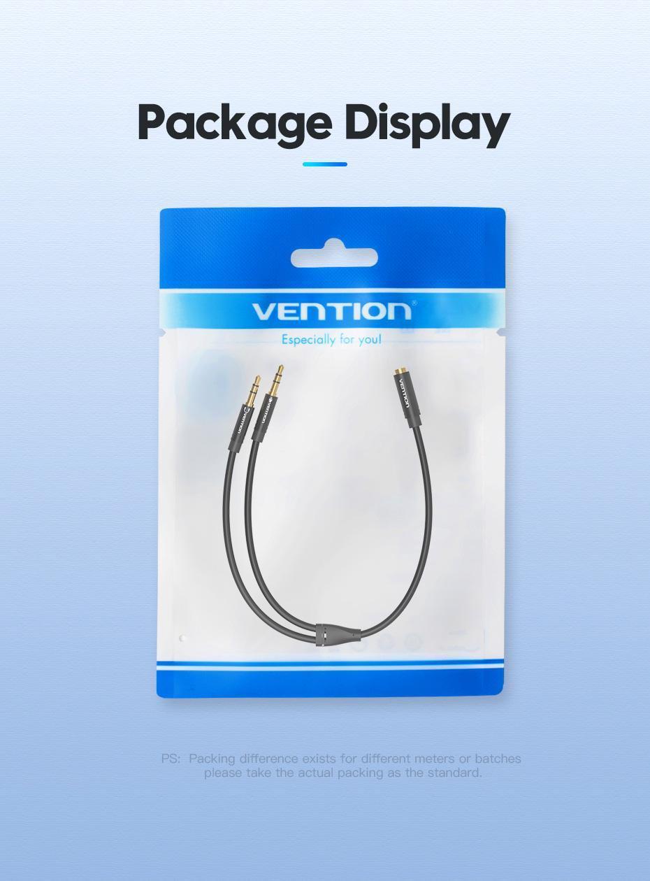 Перехідник Vention 2х3.5 мм minijack-3.5 мм/minijack AUX 4-піновий TRRS 1 м Чорний (BBUBF) - фото 15 Перехідник Vention 2х3.5 мм minijack-3.5 мм/minijack AUX 4-піновий TRRS 1 м Чорний (BBUBF) - фото 15