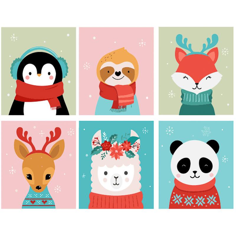 Картина по номерам Strateg Премиум Звери зимой с лаком и уровнем 40x50 см (GS1563)