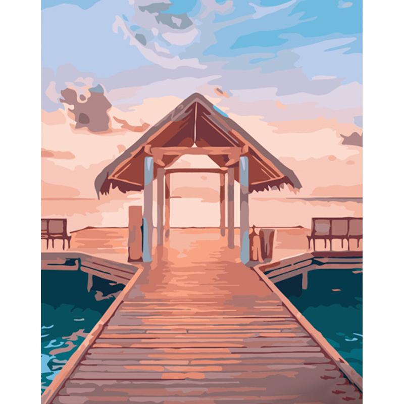 Картина по номерам Strateg Премиум Мостик на Мальдивах 40x50 см (GS835)