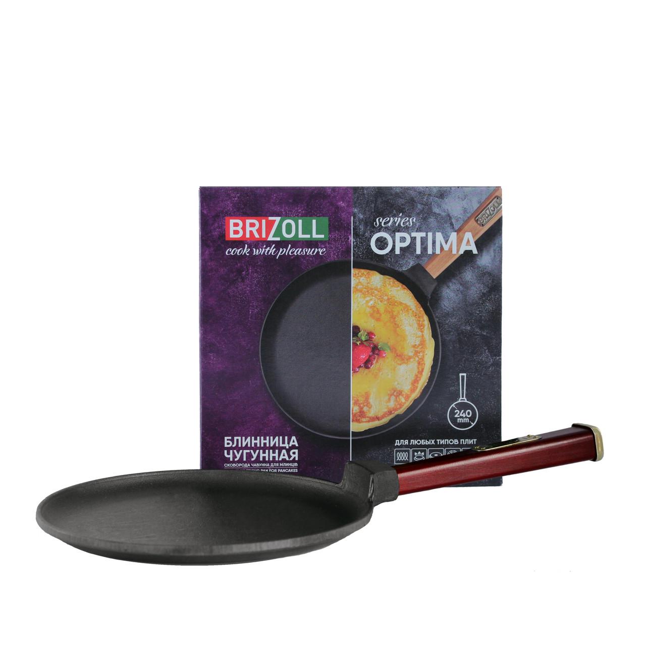 Блинница Brizoll Optima-Bordo чугунная с ручкой 240х15 мм (O2415-P2) - фото 6