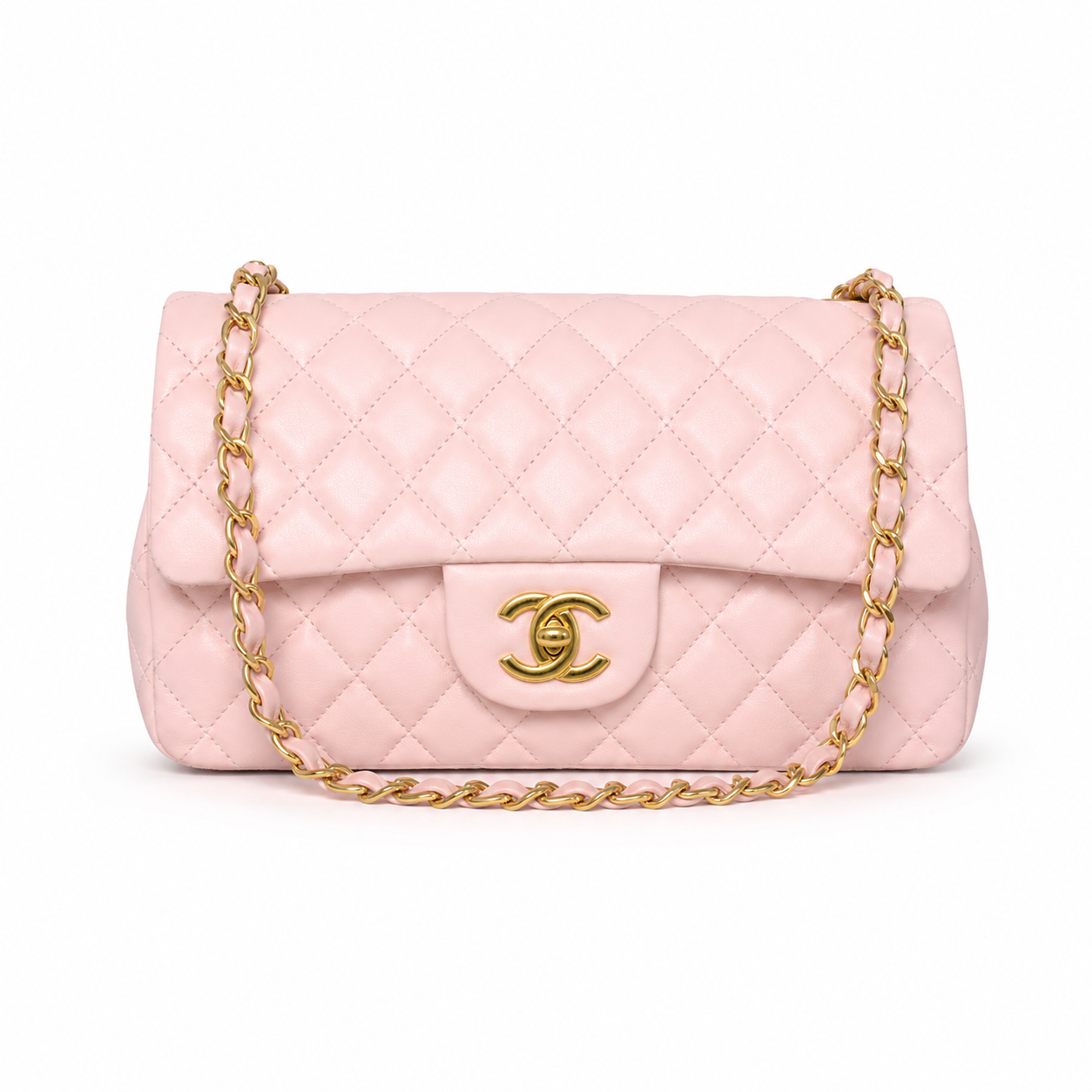 Сумка женская через плечо в стиле Chanel стеганная с клапаном 26х15 см Розовый