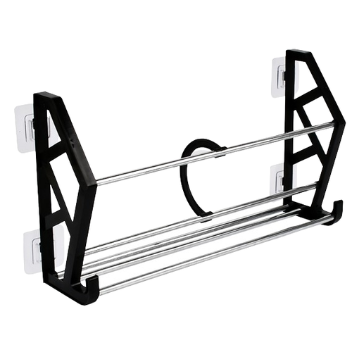 Полка для обуви навесная Stenson металлическая на липучках 41,5х12 см Black (R94126)