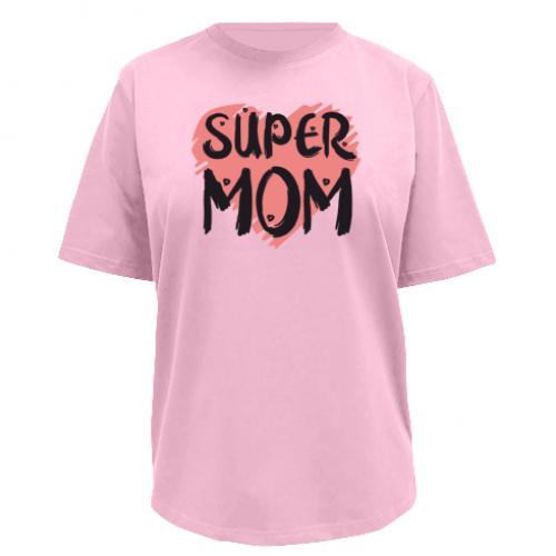Женская футболка FATLINE Premium Super Mom Red Heart L Розовый (16302804-7-134507-L)