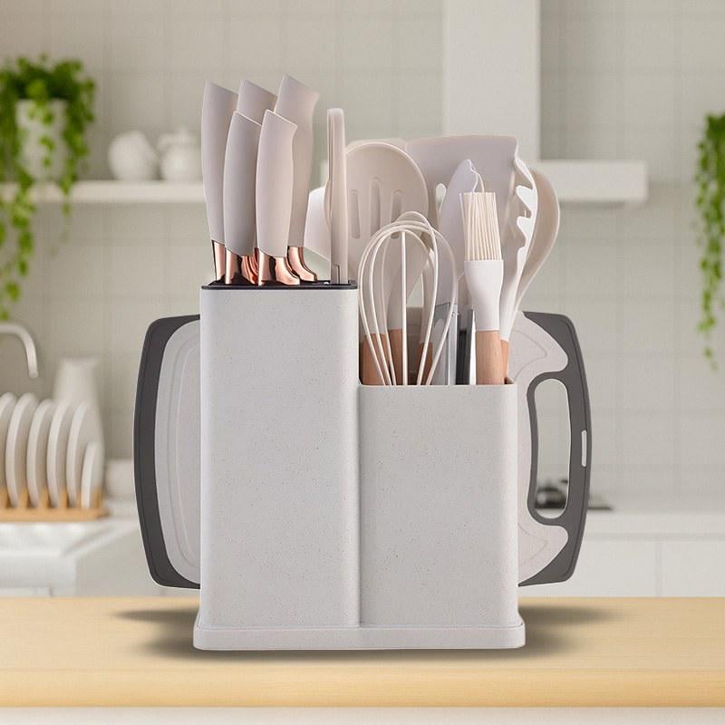 Набір кухонного приладдя на 19 предметів: силіконові прибори/набір ножів на підставці/дошка для нарізання Grey (2a8277cb) - фото 3 Набір кухонного приладдя на 19 предметів: силіконові прибори/набір ножів на підставці/дошка для нарізання Grey (2a8277cb) - фото 3