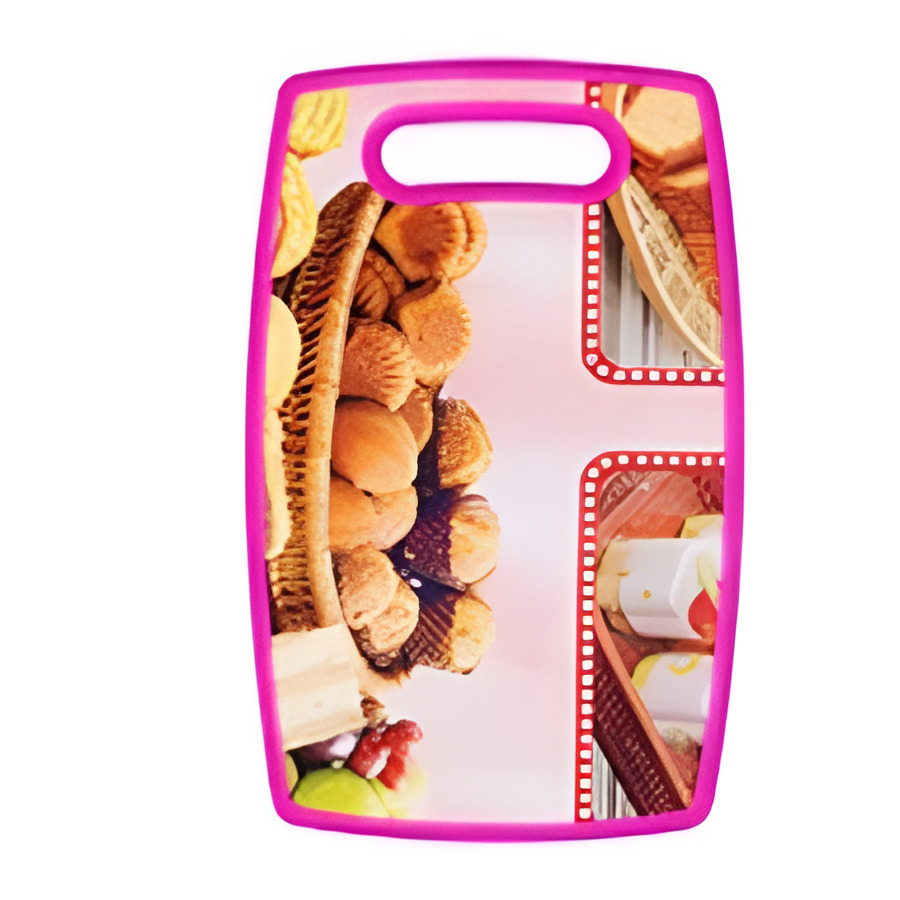 Доска кухонная Stenson B00320 с ярким принтом пластиковая 25х15,5х1,2 см Розовый (b7d96adf)