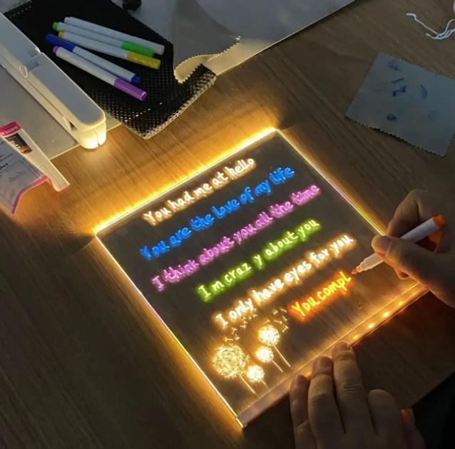 Доска-ночник светодиодная 3D DIY Lamp от USB акриловая для рисования с фломастерами - фото 7