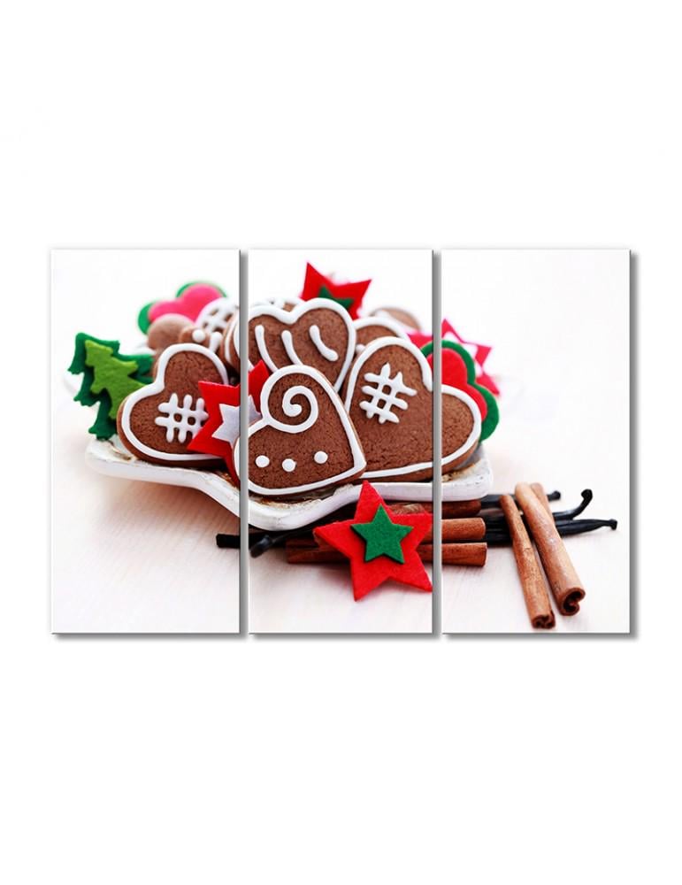 Картина модульная Рождественские пряники 3 модуля 60x90 см