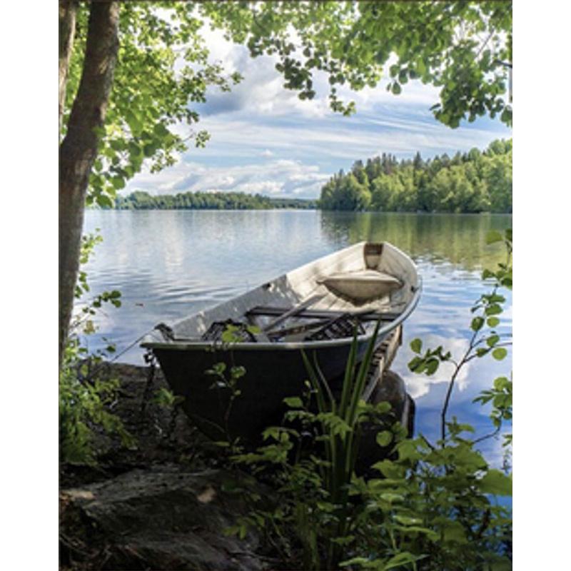 Алмазная мозаика на подрамнике Strateg Премиум Лодка у берега 30x40 см (Str-HEG86060)