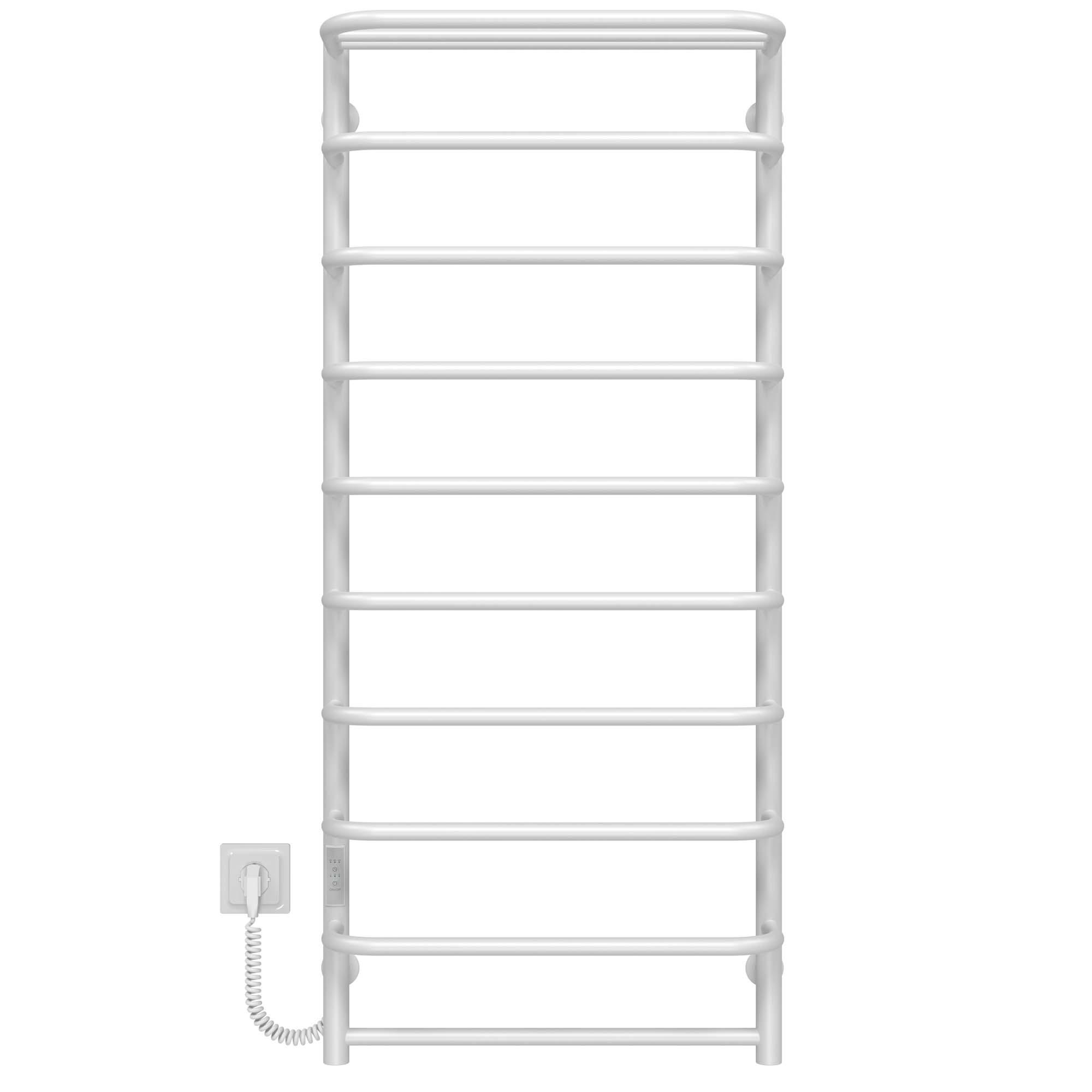 Полотенцесушитель электрический с полкой Deffi Стандарт П10 WD03 левое подключение нержавеющая сталь 500х1200 мм Белый Хром (C.SP.120.50.10.EWL3)