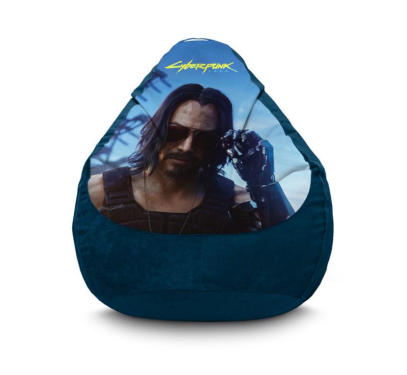 Кресло мешок iPuff Cyberpunk 2077 Johnny Silverhand Флок XL 80x110 см Синий
