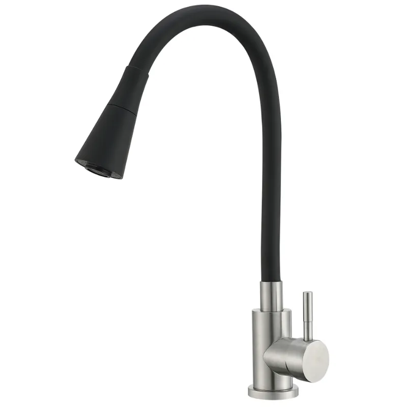 Смеситель с гибким изливом MIXXUS SUS-011-T высокий однорычажная нержавеющая сталь SUS304 Хром (b-MI8226)