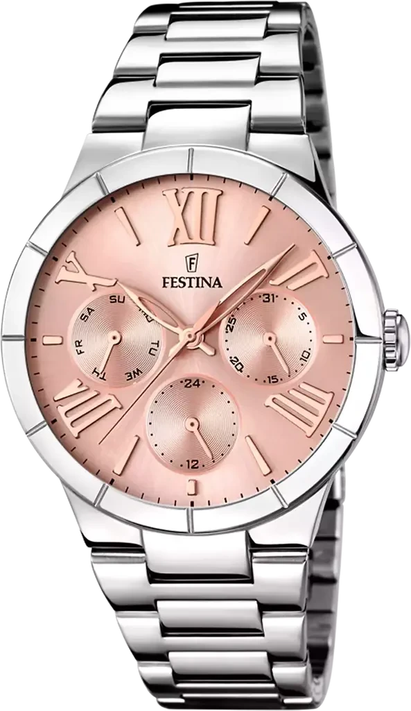 Наручные часы женские Festina F16716/3 Boyfriend со стальным корпусом WR 50 м и розовым циферблатом