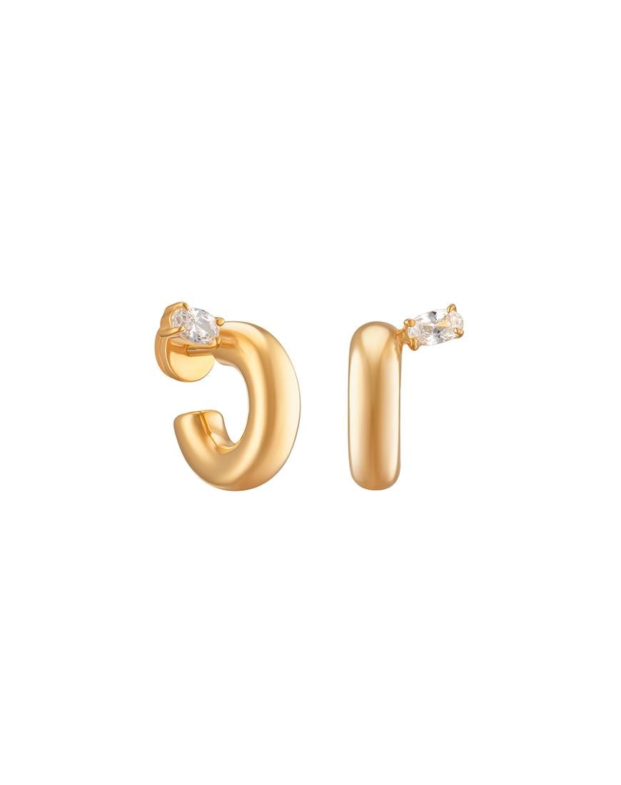 Сережки Hoops w.Zircon жіночі RIMMART JEWELRY позолочені One size Сережки Hoops w.Zircon жіночі RIMMART JEWELRY позолочені One size