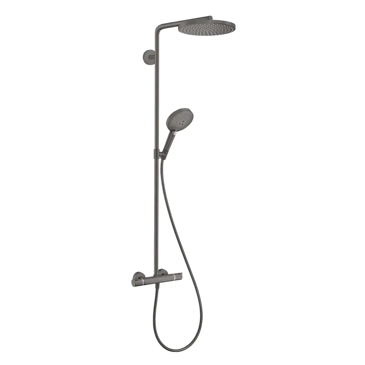 Душевая система Hansgrohe Raindance S 240 EcoSmart+ PowderRain 1jet с термостатом металл Черный/Хром брашированный (28825340)