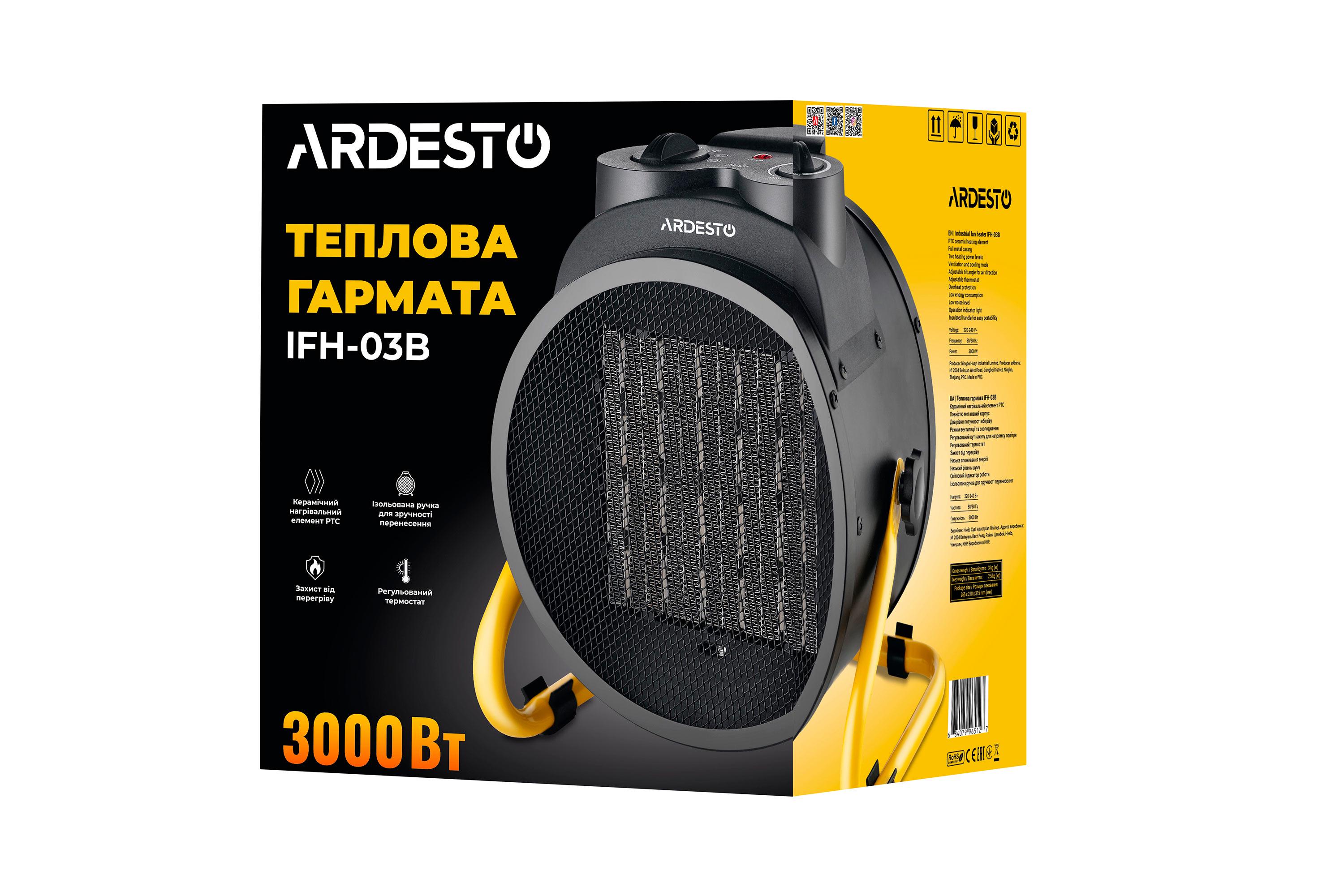 Тепловая пушка Ardesto IFH-03B 3000 Вт 30 м2 (FERC-IFH-03B) - фото 5