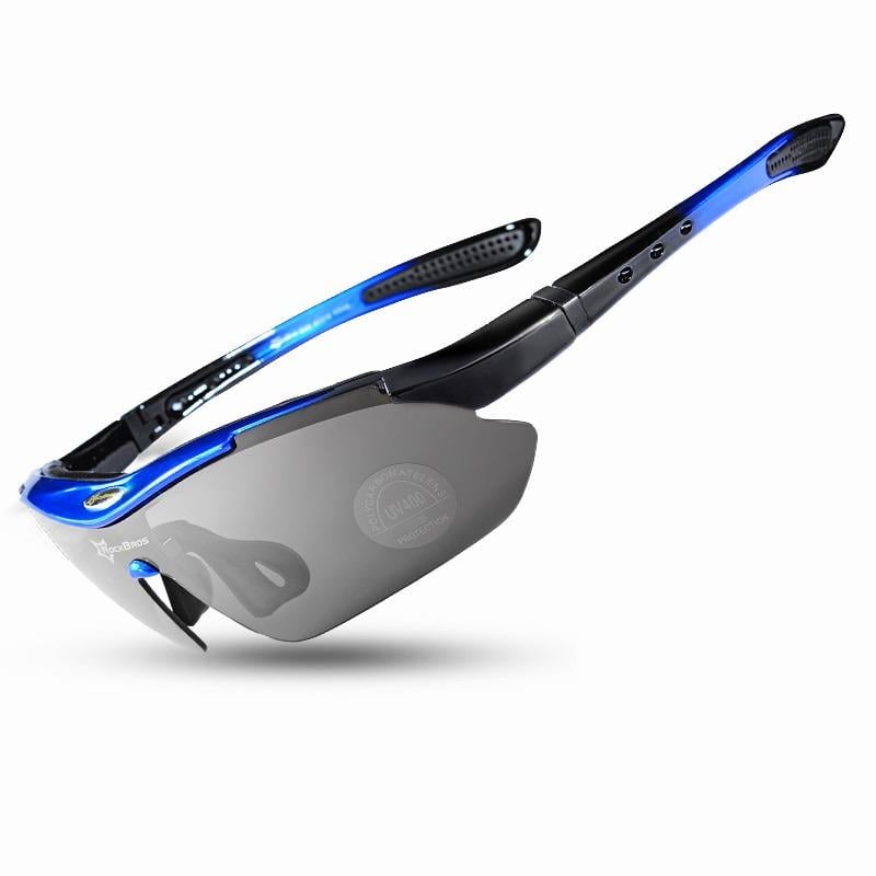 Очки велосипедные спортивные ROCKBROS Polarized с 1 линзой UV400 Черный с синим (RB-10007L-1360) - фото 1