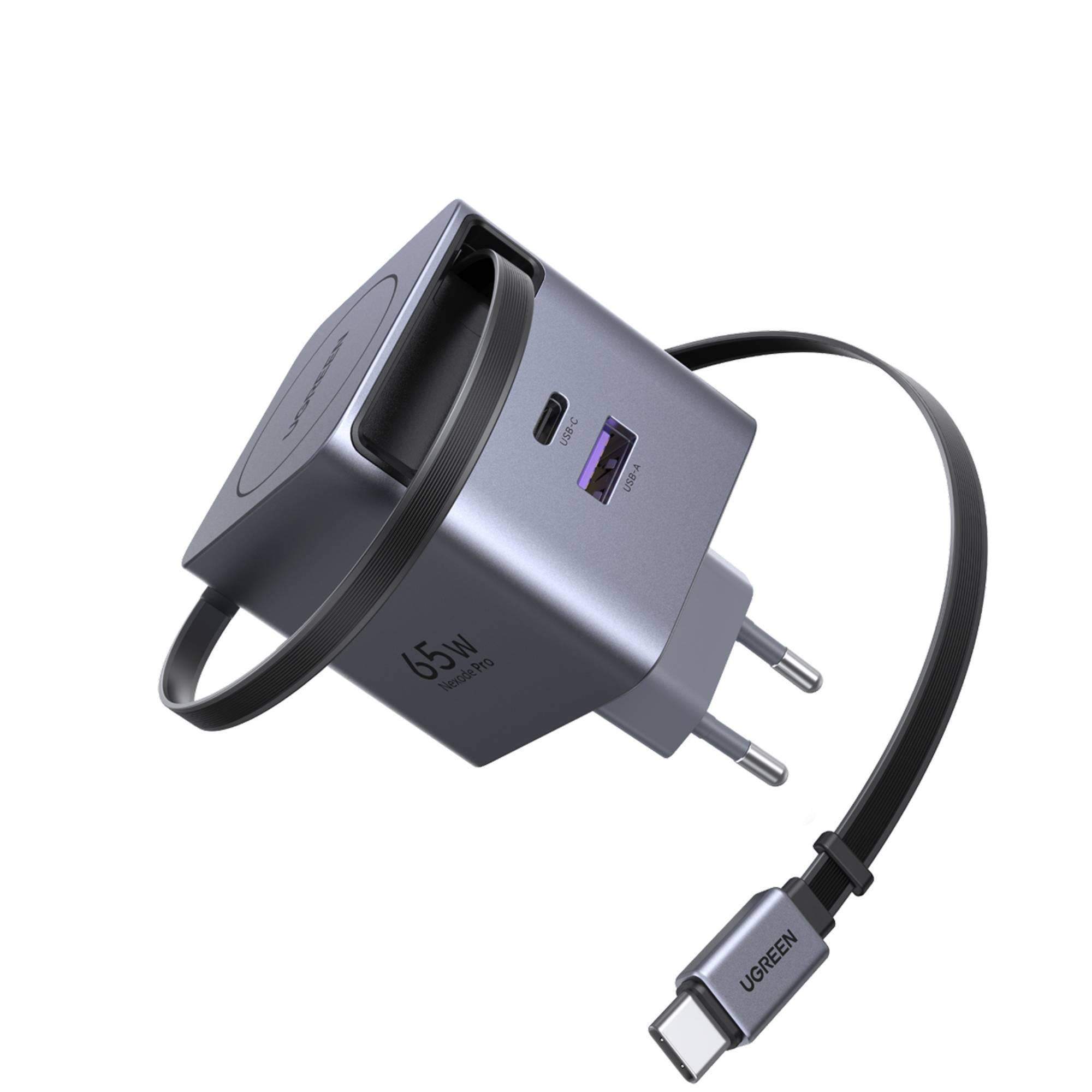 Зарядное устройство GaN UGREEN Nexode Pro X615 65 Вт USB-C USB-A кабель Серый (65825)