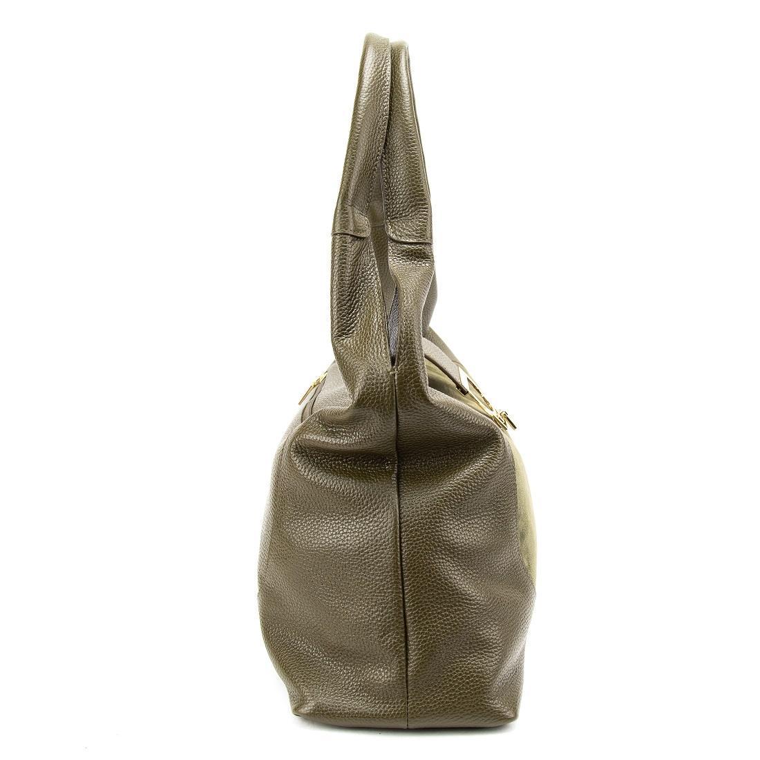 Жіноча сумка шкіряна Tavinchi CH-555T-Y із замшевою вставкою Оливковий (2742680860) - фото 4