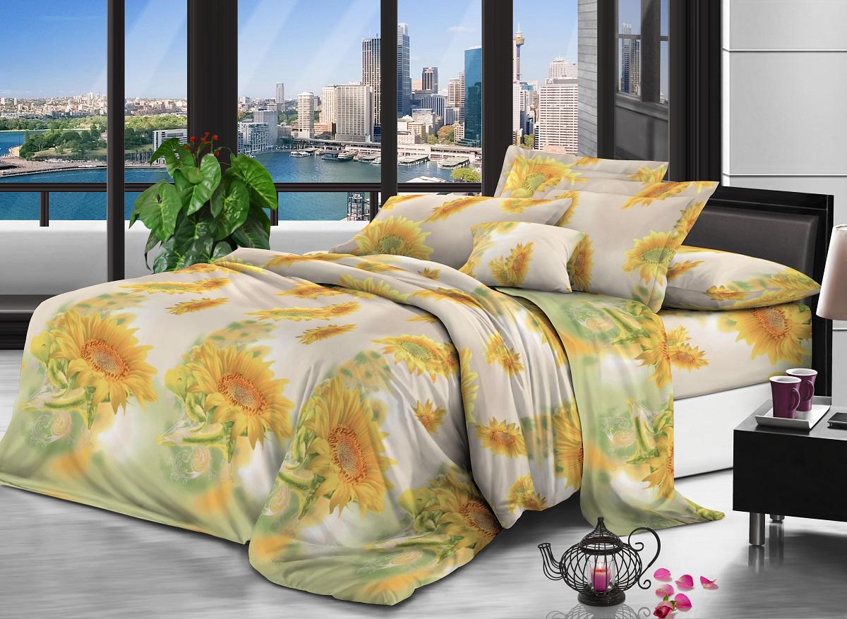 Комплект постельного белья Zastelli 0347 Подсолнечник микросатин семейный 2х145х210 Желтый