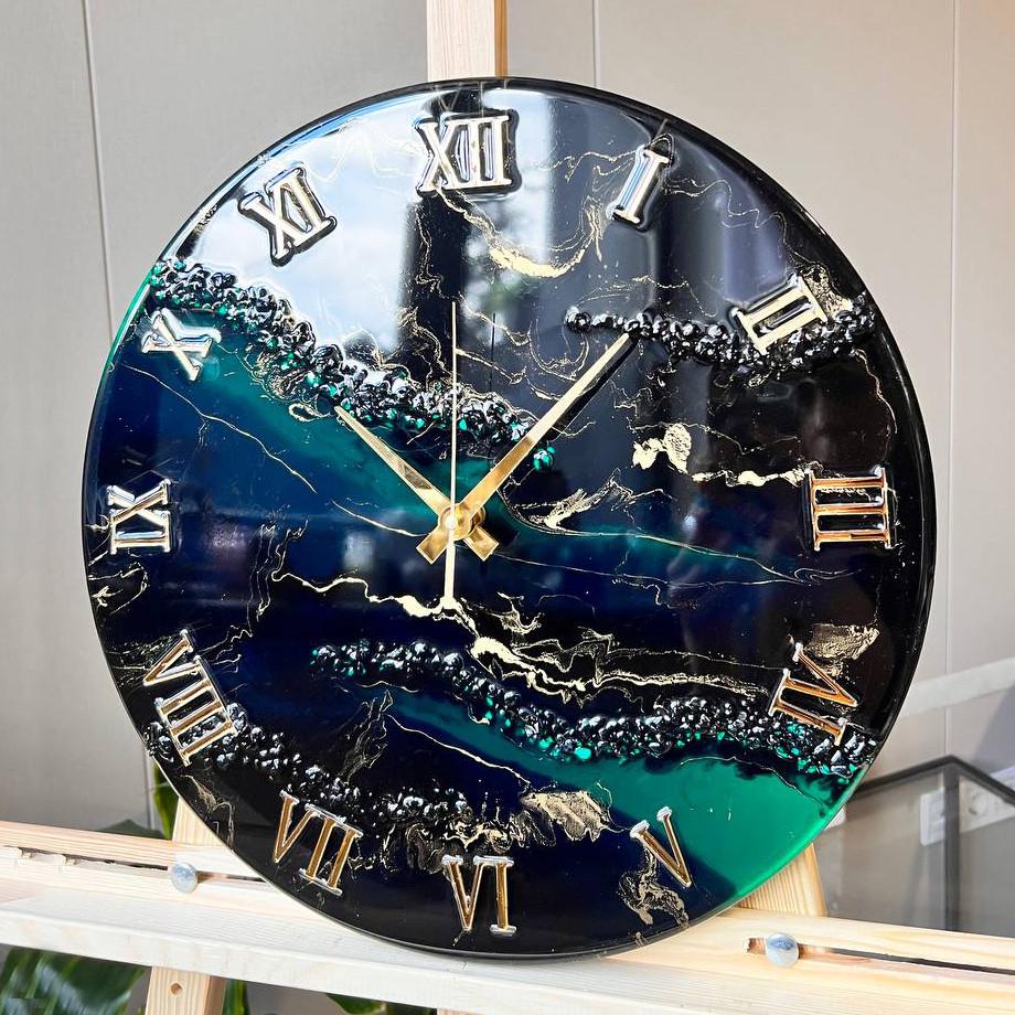 Часы настенные круглые из эпоксидной смолы EPOXY M124 100x100 см