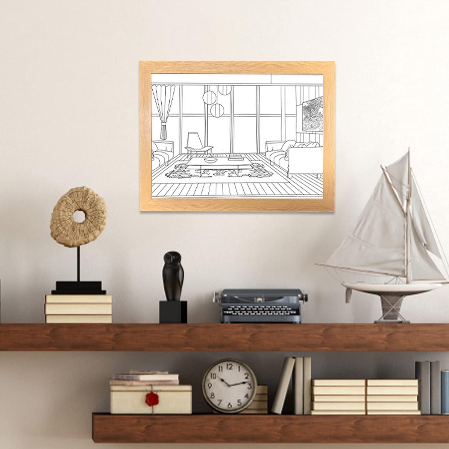 Ночник Led с пейзажем моря и пальмами деревянная рамка 3 режима - фото 6