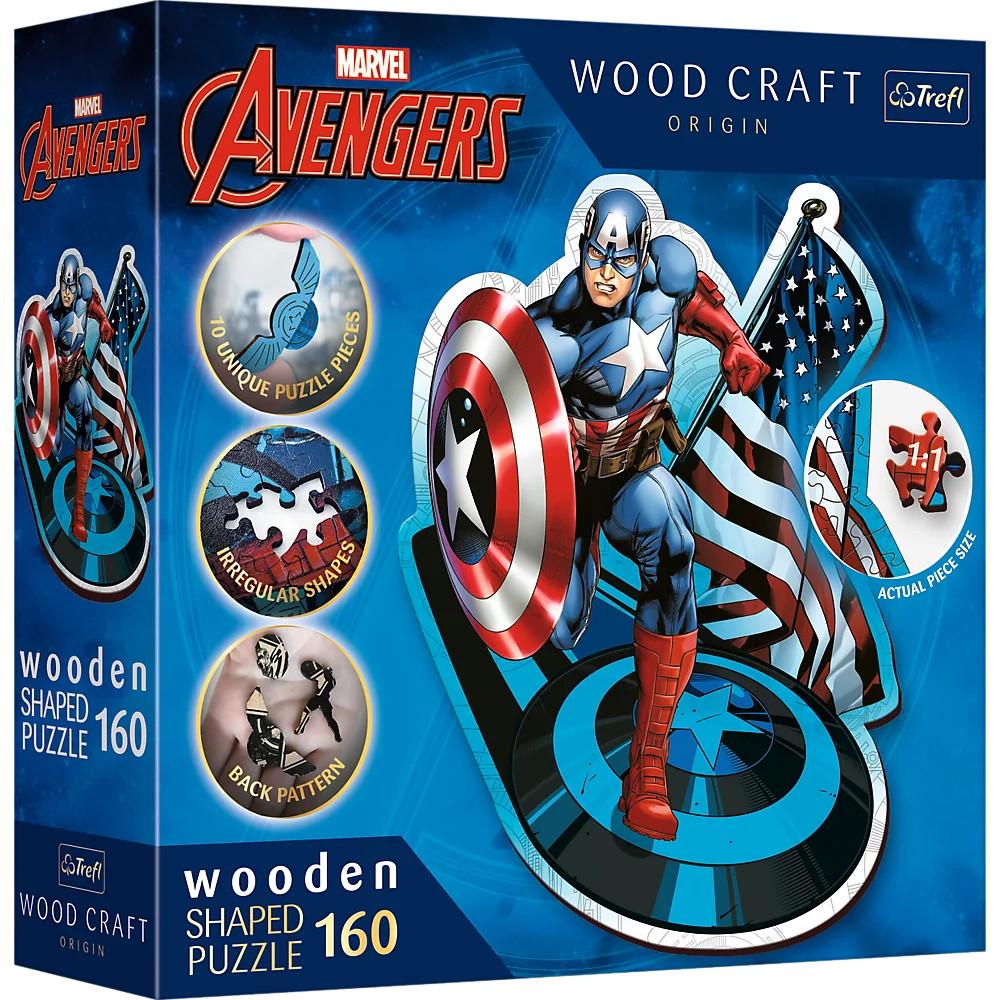 Пазлы Wooden Marvel Heroes Бесстрашный Капитан Америка 160 элементов (2987236481)