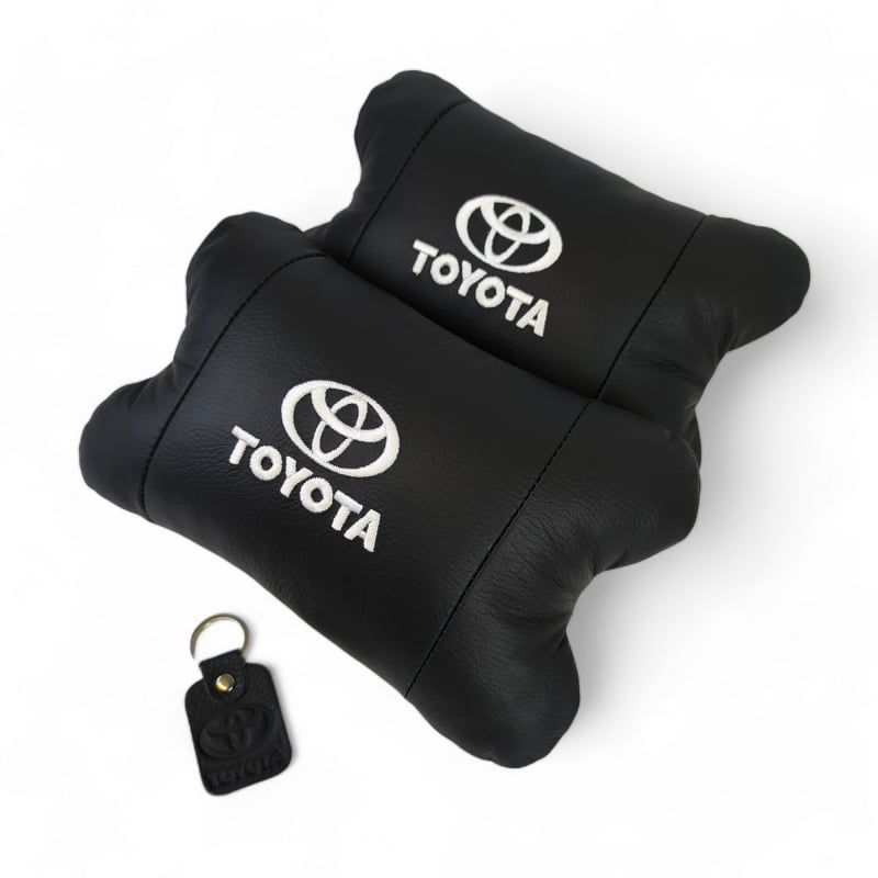 Подушка автомобильная Toyota 7519 на подголовник кожа 2 шт. Black (36226841)