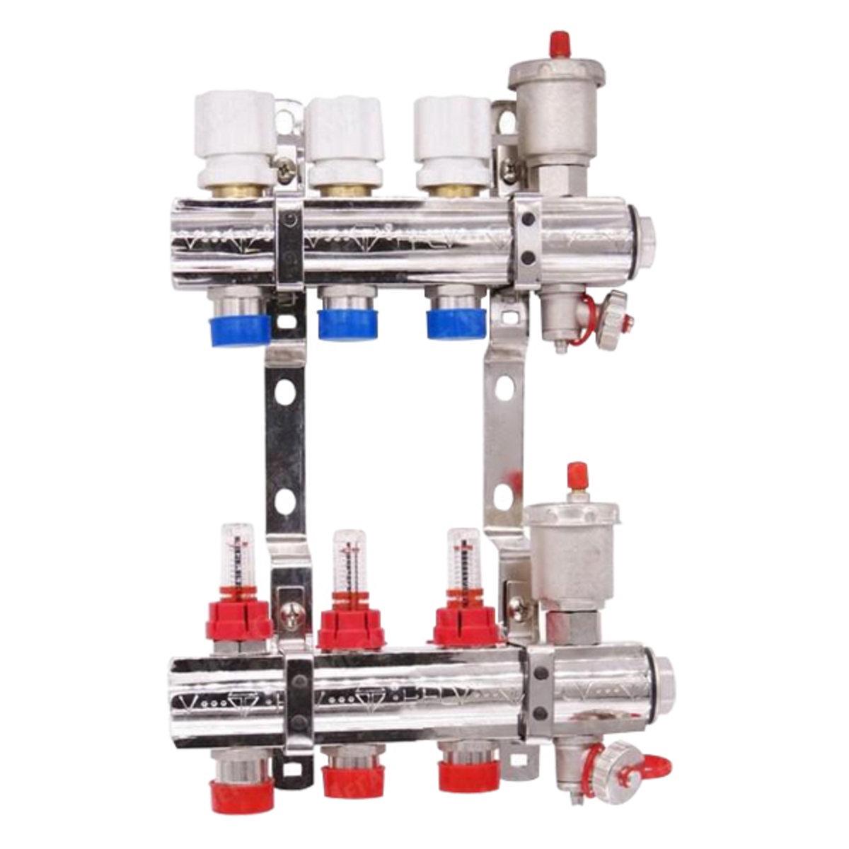 Коллекторная группа HLV с расходомерами со сливной группой 1"х3 (44663) - фото 1 Коллекторная группа HLV с расходомерами со сливной группой 1"х3 (44663) - фото 1