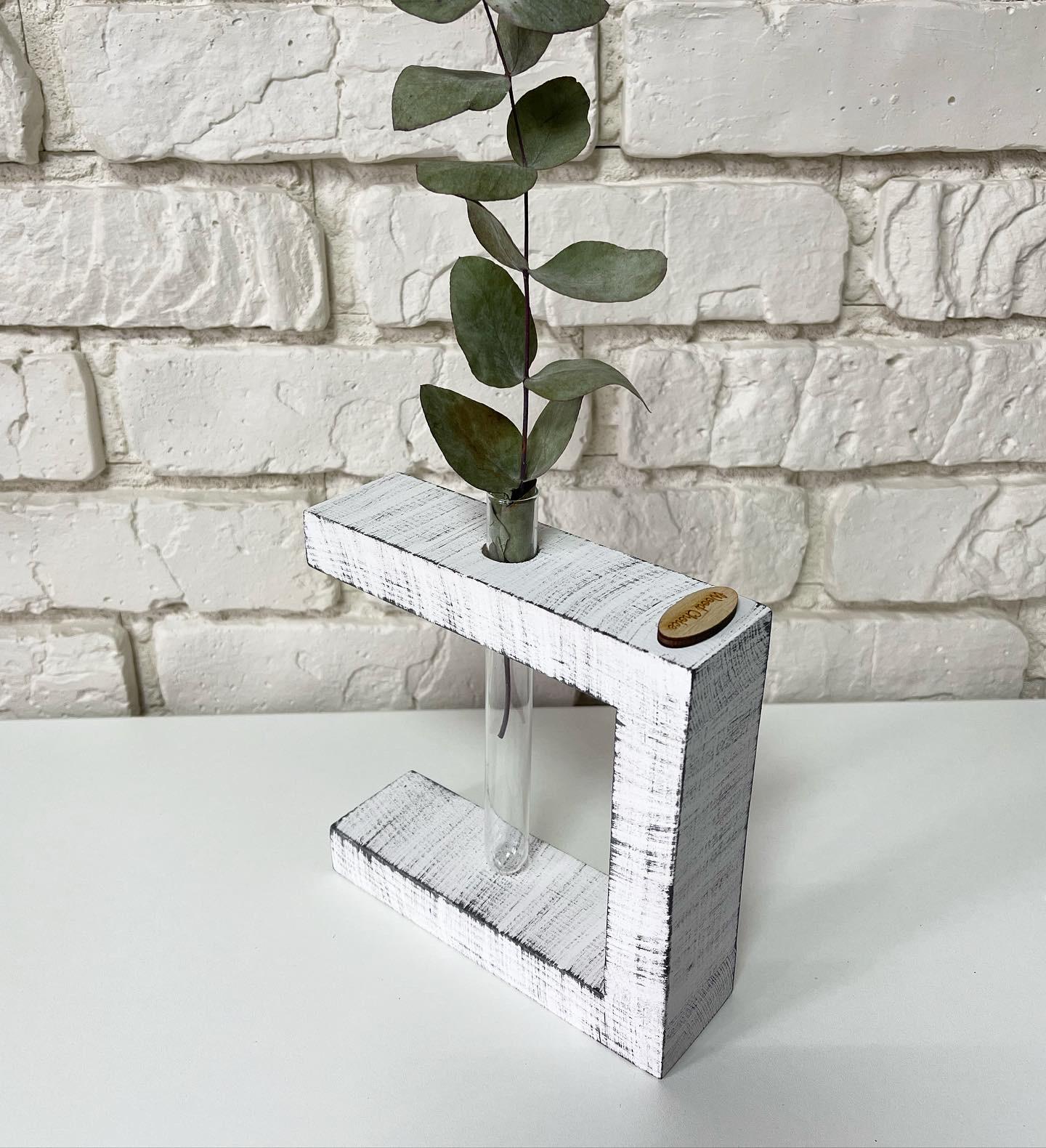 Ваза с пробирками для цветов мини 12х15 1 шт. Бело-серый - фото 1