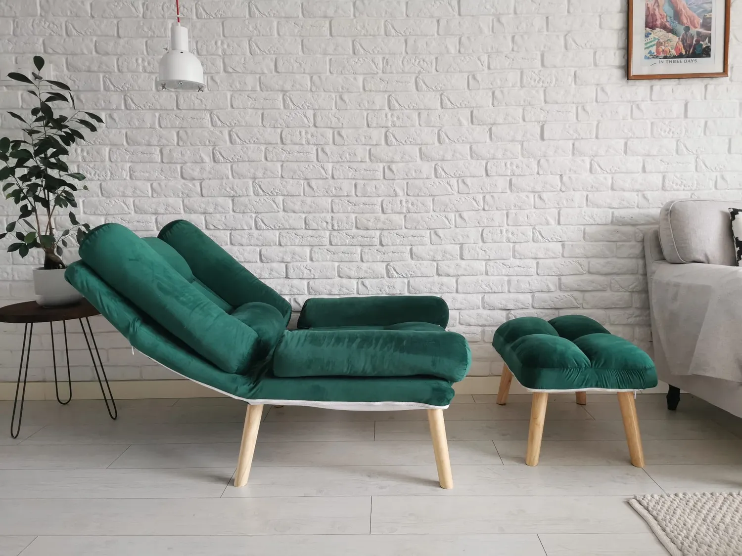 Розкладне крісло для відпочинку Uszak Dior з підставкою для ніг Зелений - фото 4