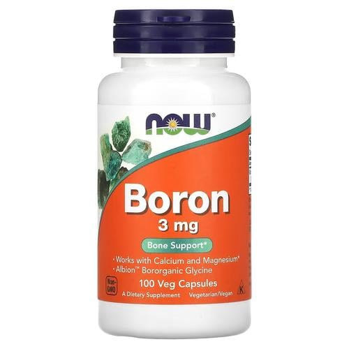 Бор NOW Boron 3 мг 100 растительных капс. (NOW-01410)