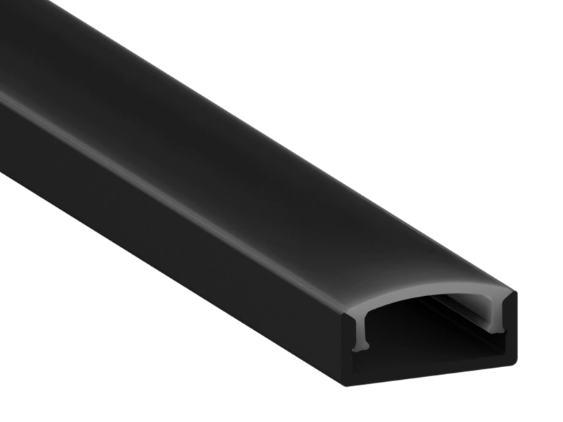 Профіль алюмінієвий LEDUA АЛ-77 з чорним розсіювачем для LED стрічки накладний 2 м Чорний