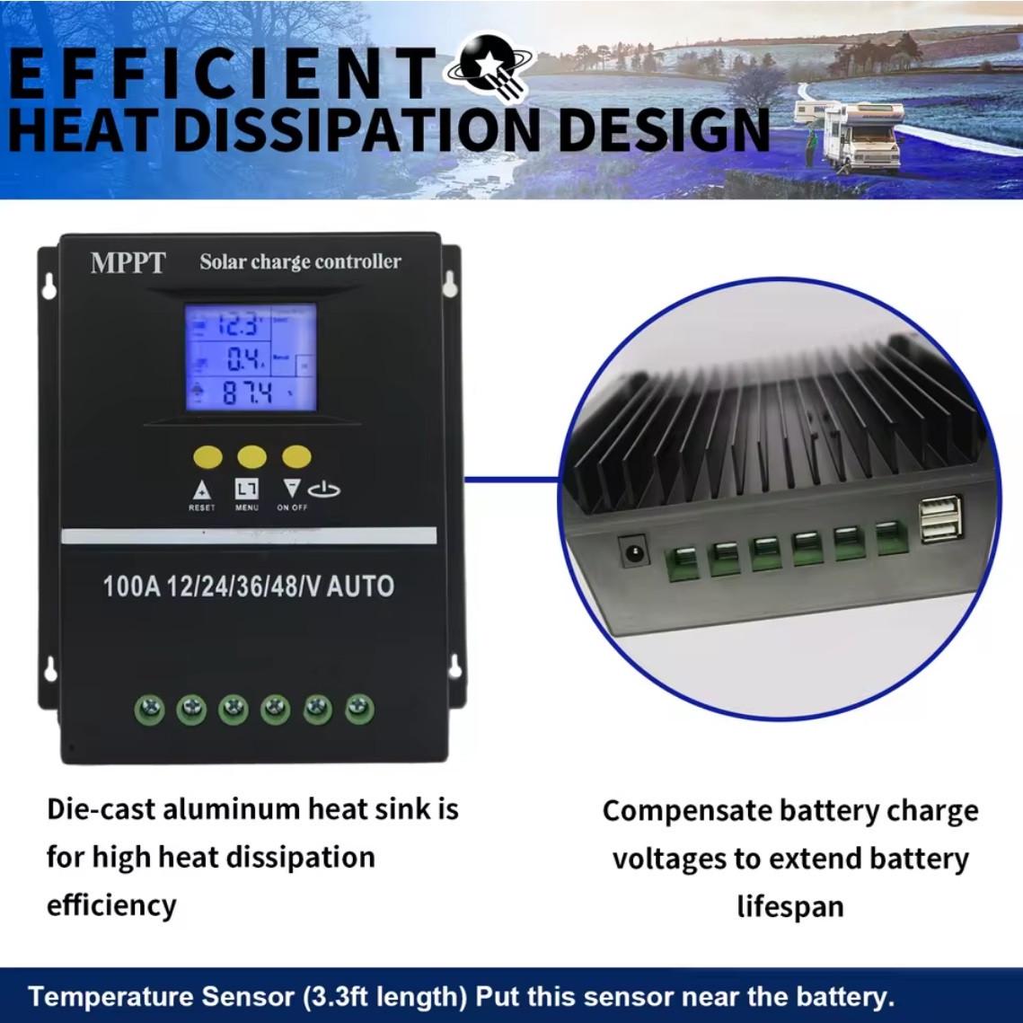 Контролер сонячної батареї MPPT 100А 12/24/36/48V (26339442) - фото 7 Контролер сонячної батареї MPPT 100А 12/24/36/48V (26339442) - фото 7