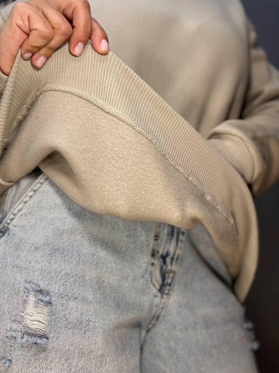 Свитшот женский PEPPER MINT 24-14 базовый простой удлиненный оверсайз M Темно-бежевый (944) - фото 7