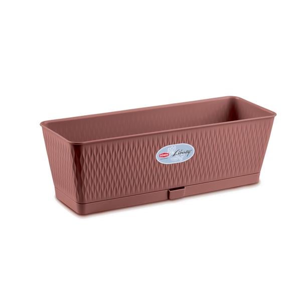 Вазон прямокутний з автополивом Stefanplast LIBERTY 18х50х16 см Рожево-коричневий (87569)