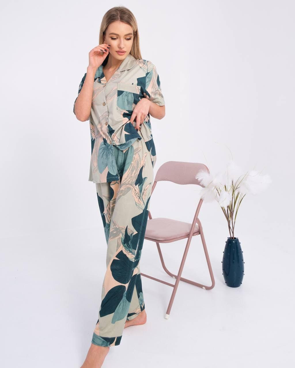 Пижама женская DO2058 с узором XL Оливковий