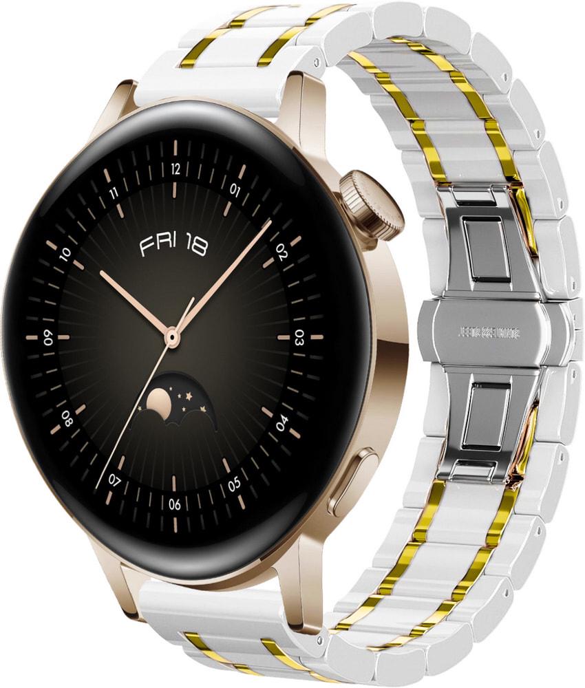 Ремешок керамический Ceramo для Huawei Watch GT3 42 мм White/Gold (28744-65)