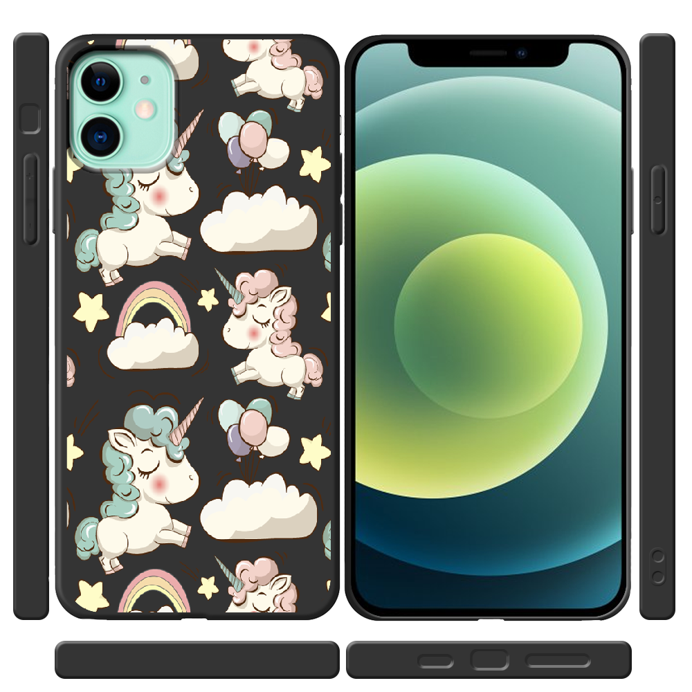 Чехол Boxface iPhone 12 mini Unicorns Черный силикон (41084-cc2-41088) - фото 2