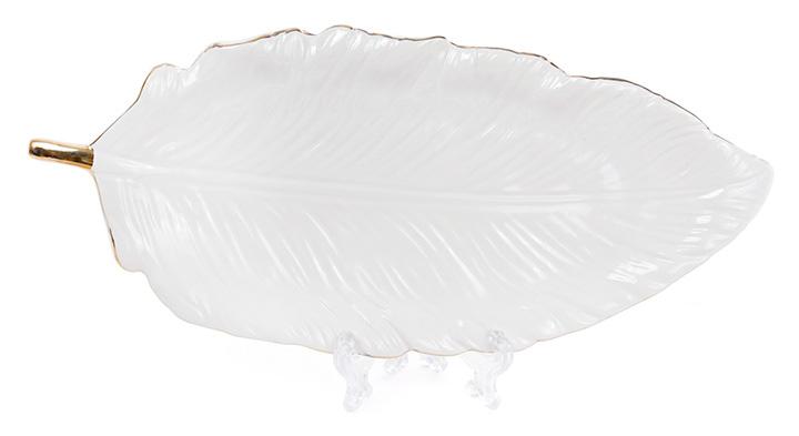 Блюдо керамическое Bergamo Лист прямой 27х12,9 см Белый Блюдо керамическое Bergamo Лист прямой 27х12,9 см Белый