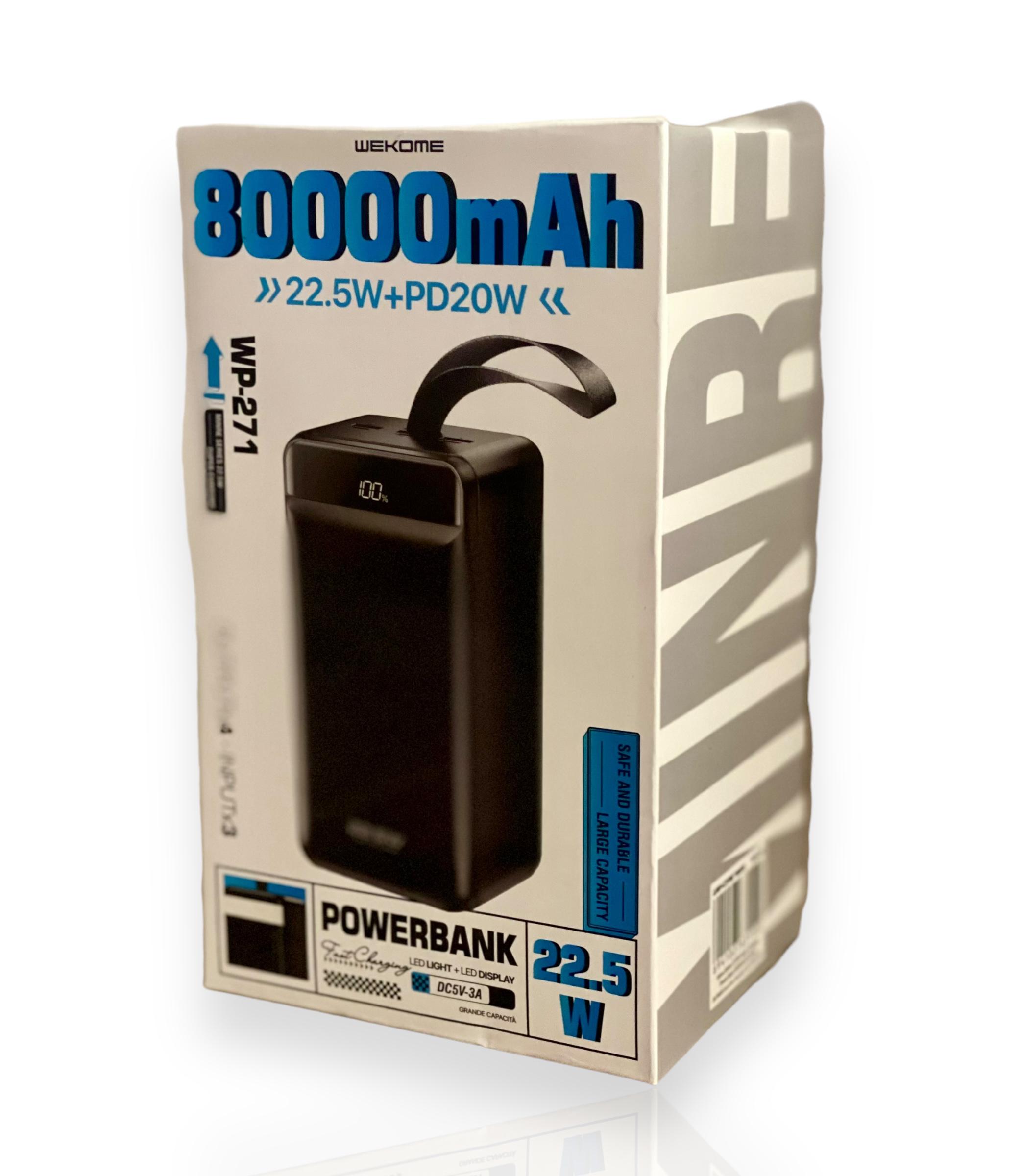 Повербанк Wekome Minre WP-271 80000 mAh 22,5 W/5A - фото 4 Повербанк Wekome Minre WP-271 80000 mAh 22,5 W/5A - фото 4