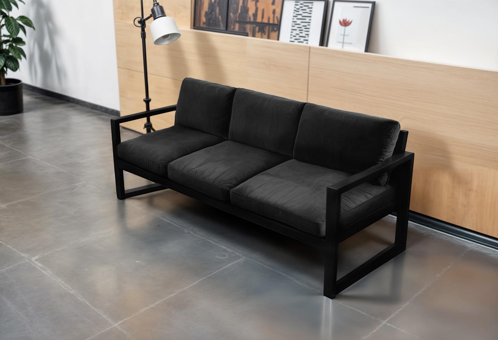 Диван металлический Tobi Sho Лофт Стейт DV1 с подлокотниками и мягкими подушками 750х2100х700 мм велюр 37/Черный - фото 3 Диван металлический Tobi Sho Лофт Стейт DV1 с подлокотниками и мягкими подушками 750х2100х700 мм велюр 37/Черный - фото 3