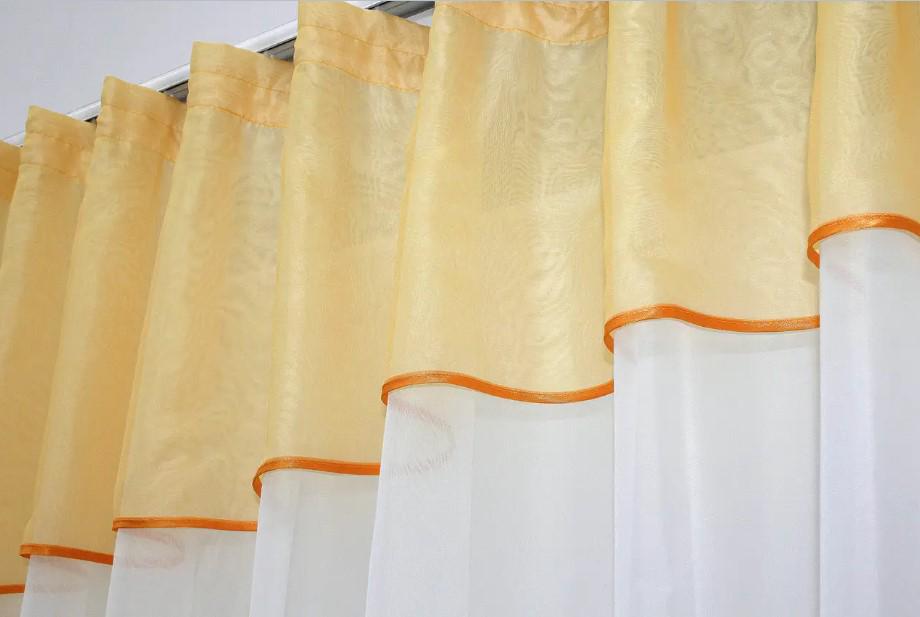 Гардина на кухню шифон 270х170 см Янтарный/Белый (047к) - фото 2 Гардина на кухню шифон 270х170 см Янтарный/Белый (047к) - фото 2